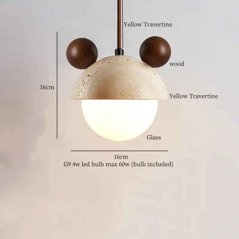 Minimalist bronze and wood led pendant lights bedroom glass lamp