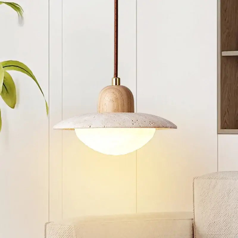 Minimalist bronze and wood led pendant lights bedroom glass lamp