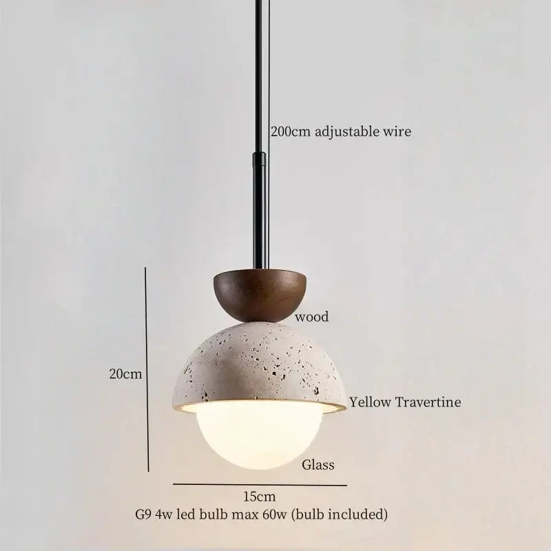 Minimalist bronze and wood led pendant lights bedroom glass lamp