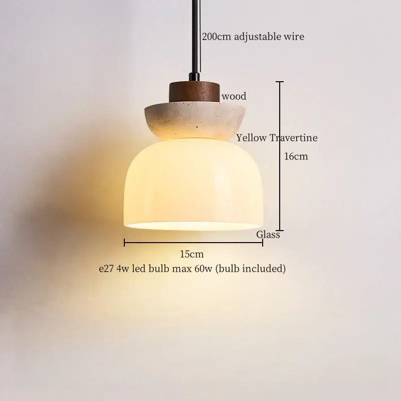 Minimalist bronze and wood led pendant lights bedroom glass lamp