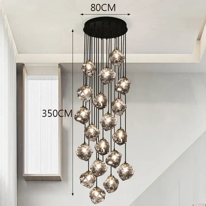 Modern irregular glass led pendant staircase chandelier dining room