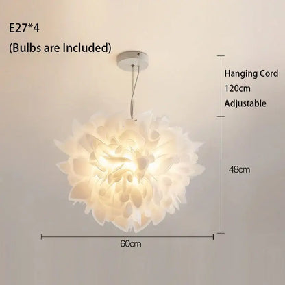 White fluffy cloud led petal ceiling chandelier bedroom light