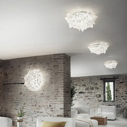 White fluffy cloud led petal ceiling chandelier bedroom light