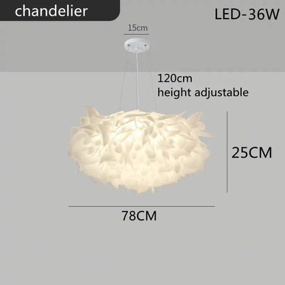 White fluffy cloud led petal ceiling chandelier bedroom light