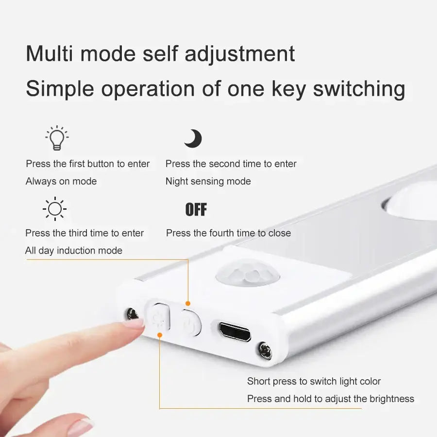 Ultra thin silver motion sensor cabinet light kitchen led strip