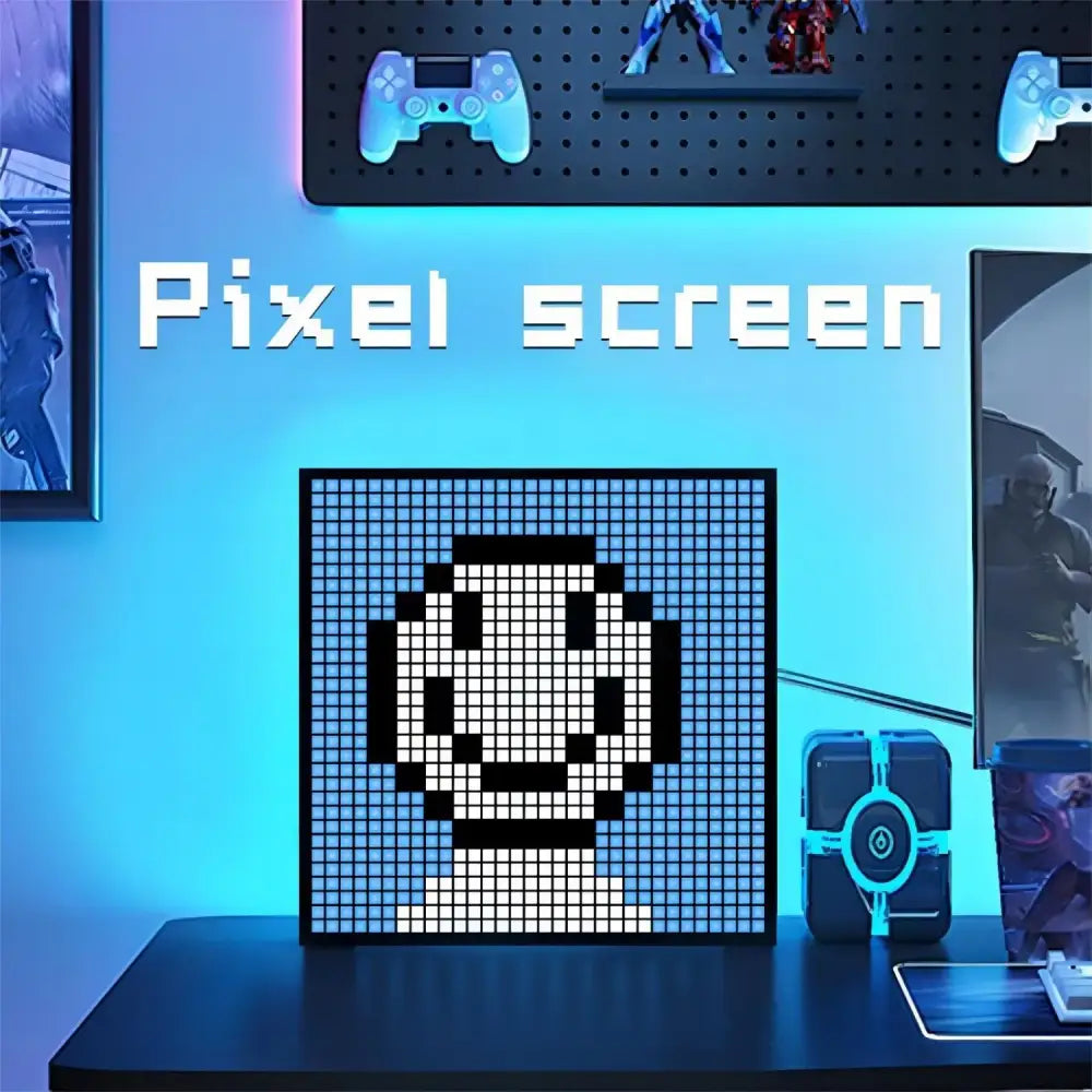 Modern black & white led pixel display gaming room animation frame