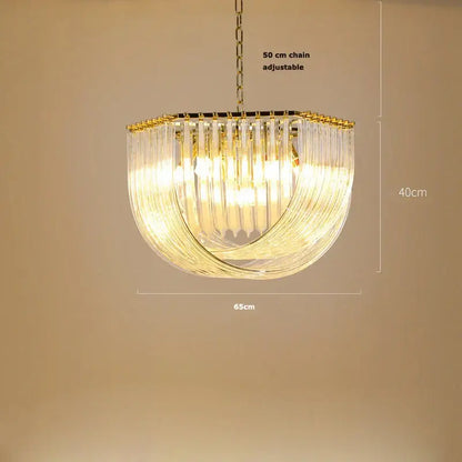 Postmodern gold & silver led chandelier foyer glass tube light