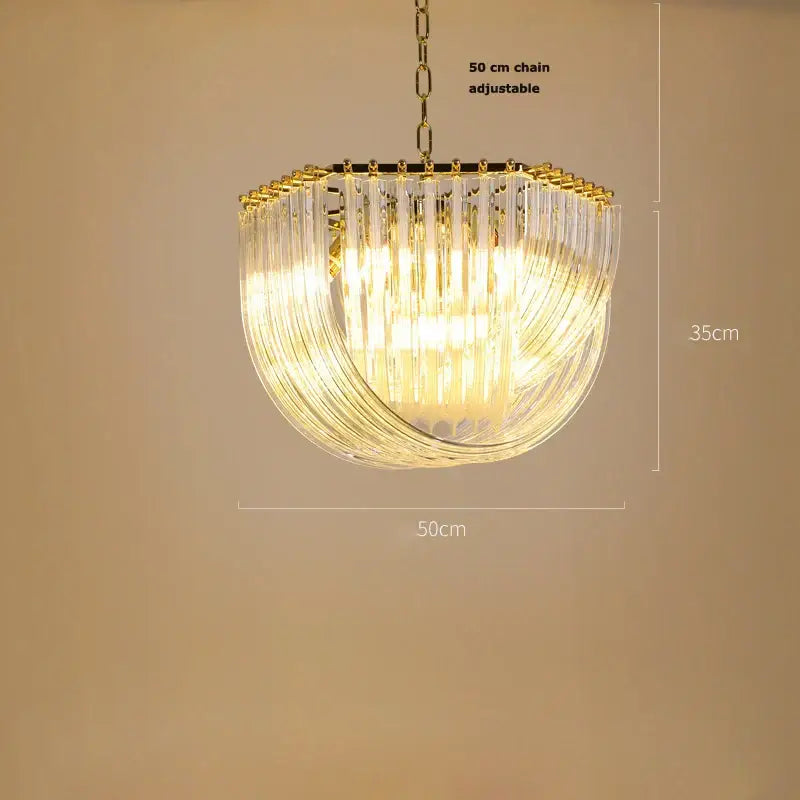 Postmodern gold & silver led chandelier foyer glass tube light
