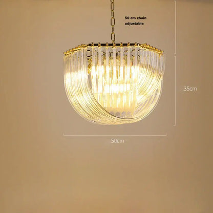Postmodern gold & silver led chandelier foyer glass tube light