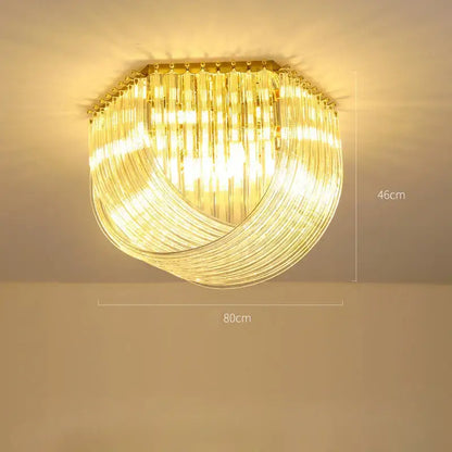 Postmodern gold & silver led chandelier foyer glass tube light