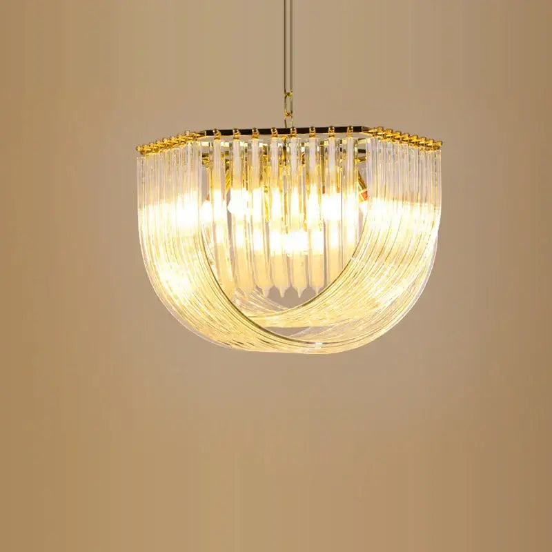Postmodern gold & silver led chandelier foyer glass tube light