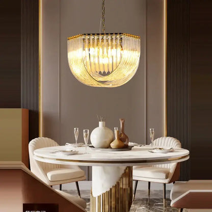 Postmodern gold & silver led chandelier foyer glass tube light