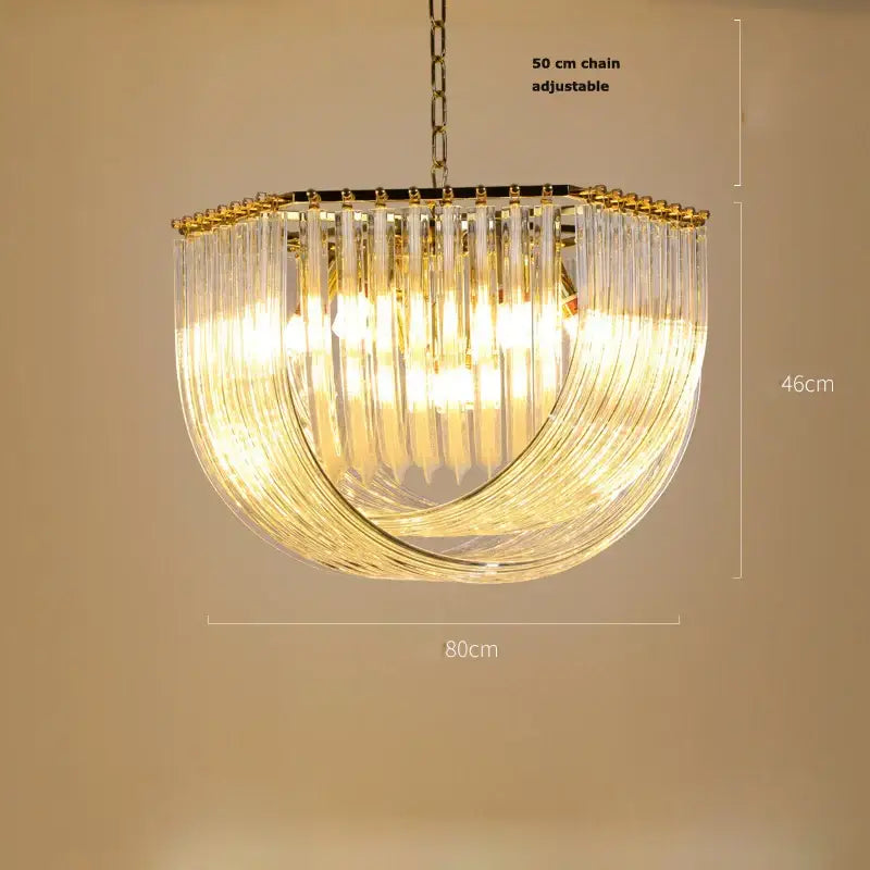 Postmodern gold & silver led chandelier foyer glass tube light