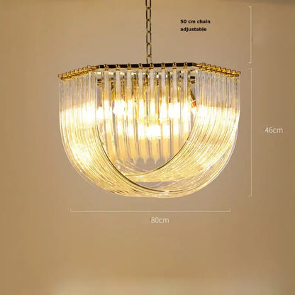 Postmodern gold & silver led chandelier foyer glass tube light