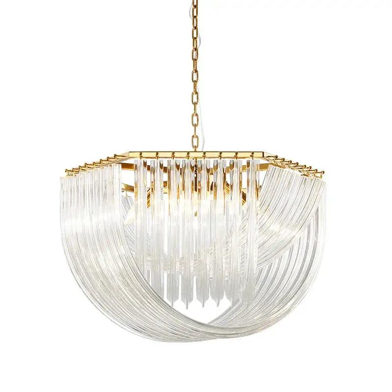 Postmodern gold & silver led chandelier foyer glass tube light