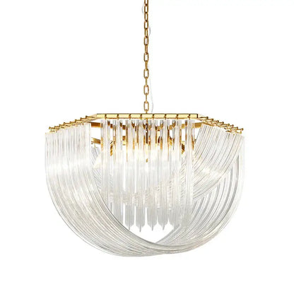 Postmodern gold & silver led chandelier foyer glass tube light