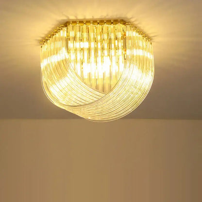 Postmodern gold & silver led chandelier foyer glass tube light