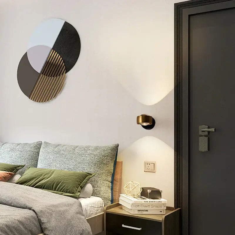 Modern gold projection wall lamp for bedroom with x pattern light