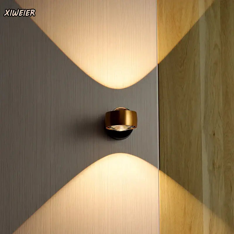 Modern gold projection wall lamp for bedroom with x pattern light