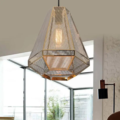 Modern gold geometric led pyramid pendant light for dining room