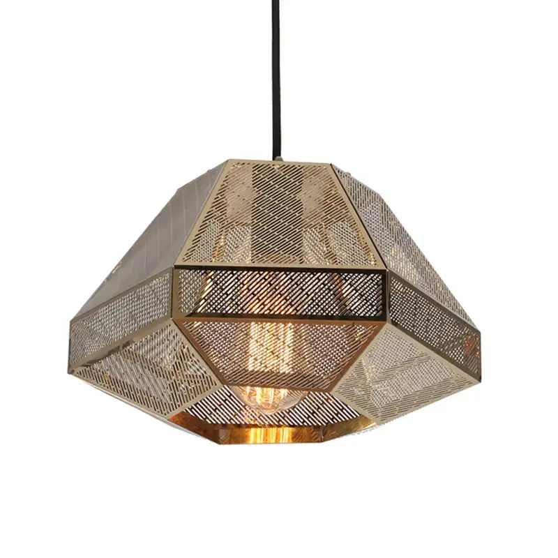 Modern gold geometric led pyramid pendant light for dining room