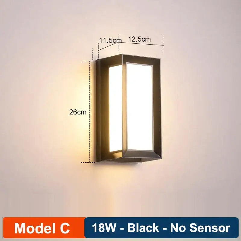 Modern black radar induction wall lamp garden frosted glass light