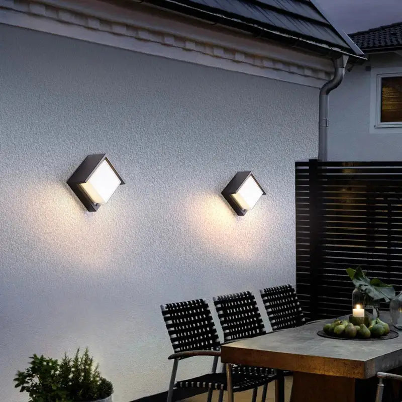 Modern black radar induction wall lamp garden frosted glass light