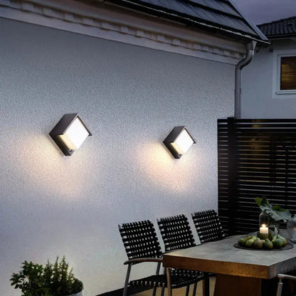 Modern black radar induction wall lamp garden frosted glass light