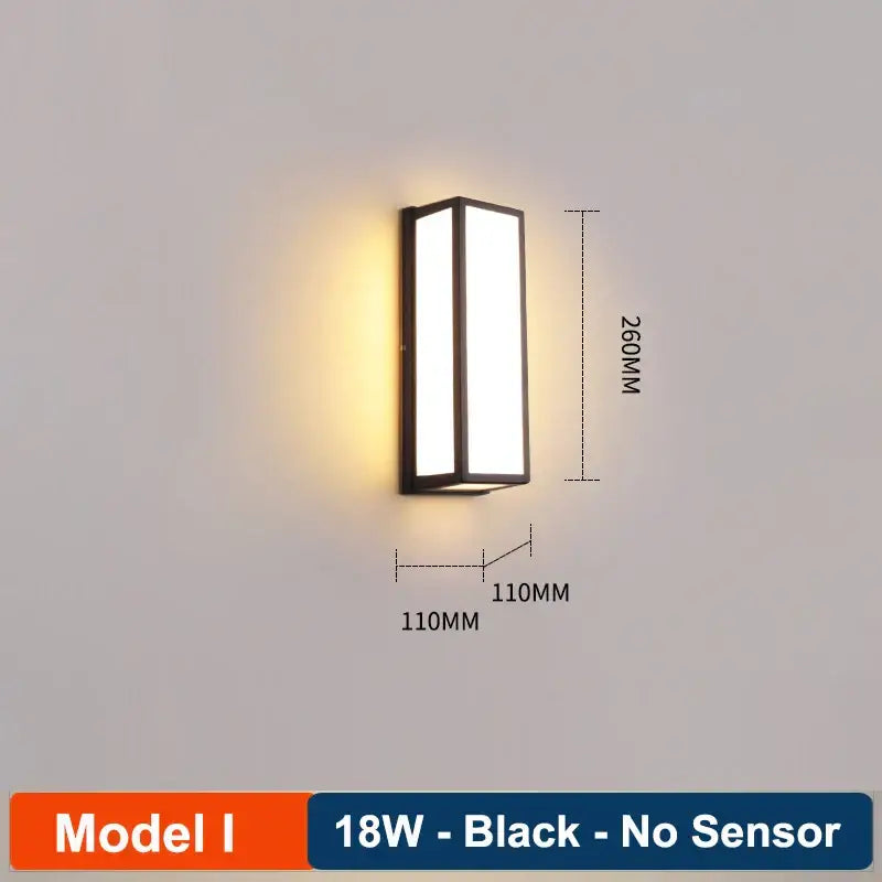 Modern black radar induction wall lamp garden frosted glass light