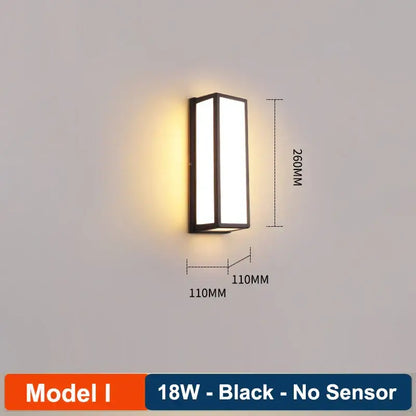 Modern black radar induction wall lamp garden frosted glass light