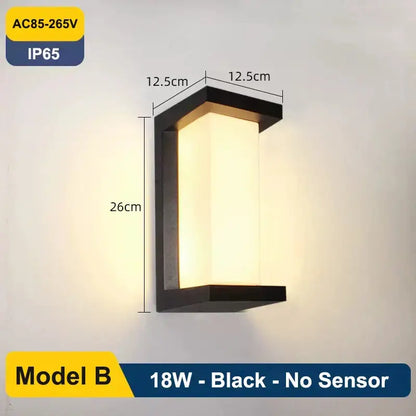 Modern black radar induction wall lamp garden frosted glass light
