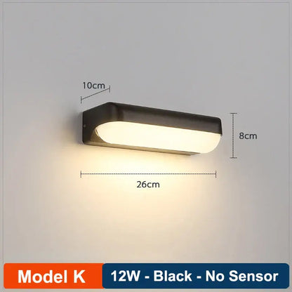 Modern black radar induction wall lamp garden frosted glass light