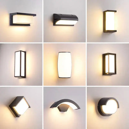 Modern black radar induction wall lamp garden frosted glass light