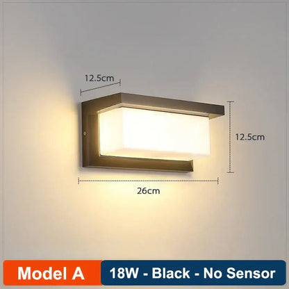 Modern black radar induction wall lamp garden frosted glass light