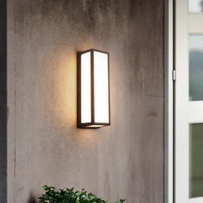 Modern black radar induction wall lamp garden frosted glass light
