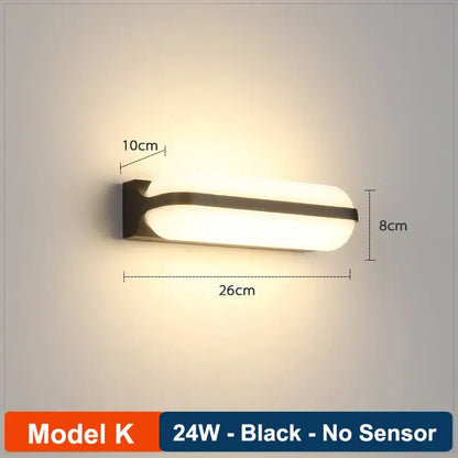 Modern black radar induction wall lamp garden frosted glass light