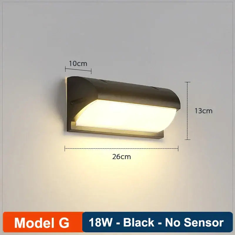 Modern black radar induction wall lamp garden frosted glass light