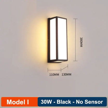 Modern black radar induction wall lamp garden frosted glass light