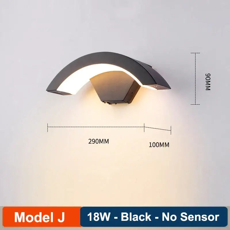 Modern black radar induction wall lamp garden frosted glass light