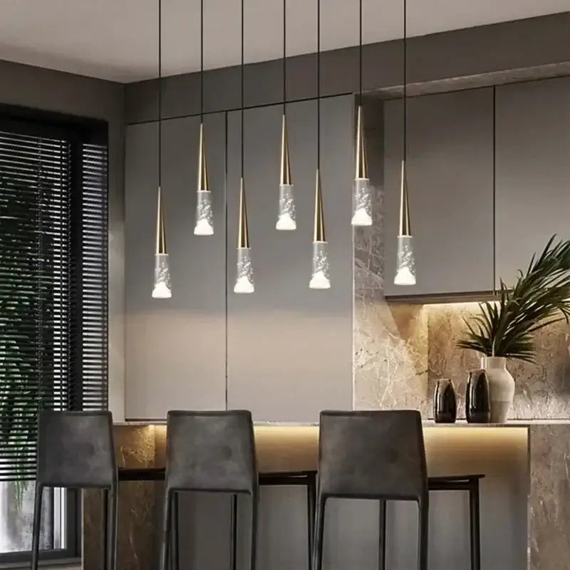 Modern black and clear led rain drop chandelier staircase light