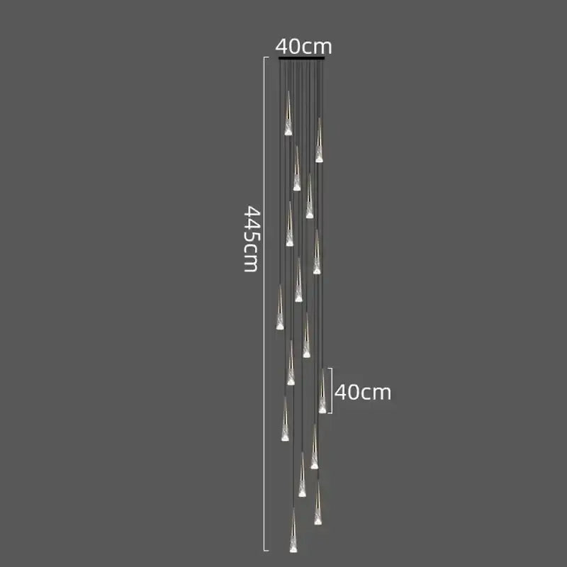 Modern black and clear led rain drop chandelier – staircase pendant light
