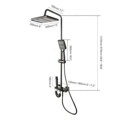 Modern matte black led rain shower set bathroom digital display