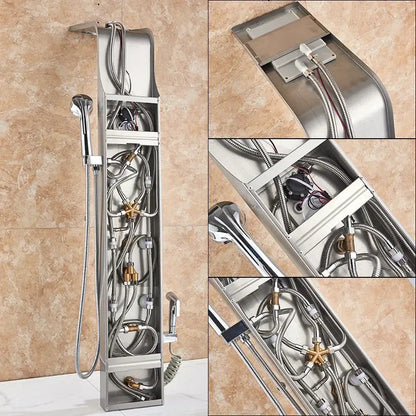 Gold led rain shower system with massage jet and bidet for bathroom