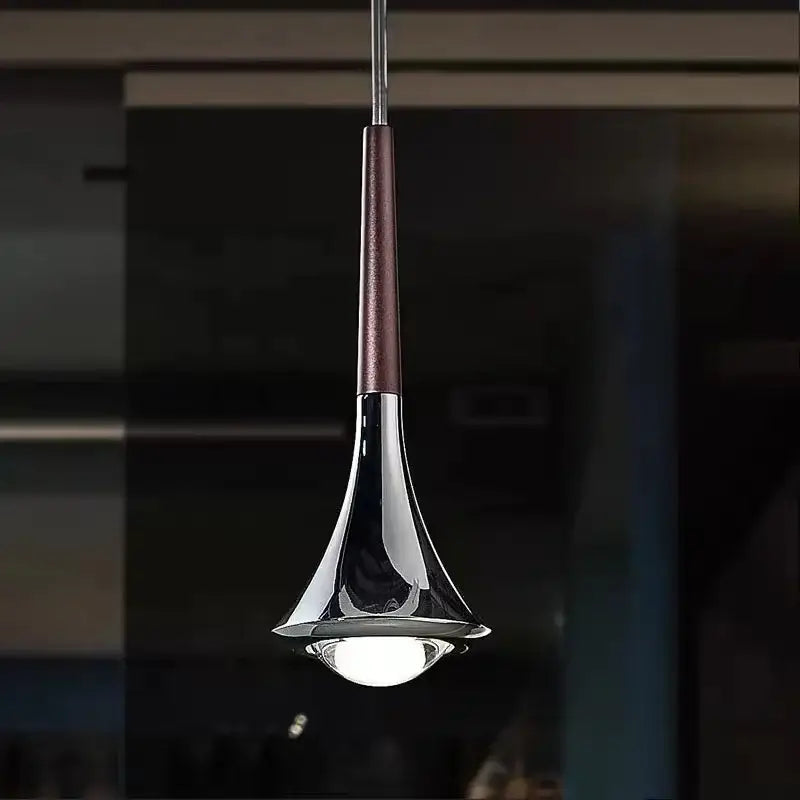 Modern chrome trumpet led rain staircase chandelier for bar island