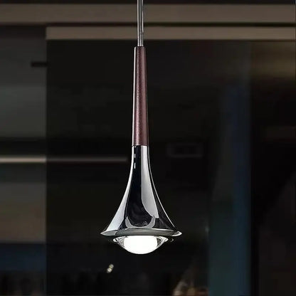 Modern chrome trumpet led rain staircase chandelier for bar island