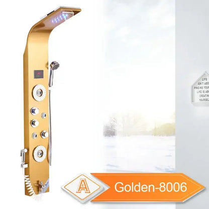 Silver rainfall led shower panel with bidet sprayer for bathroom