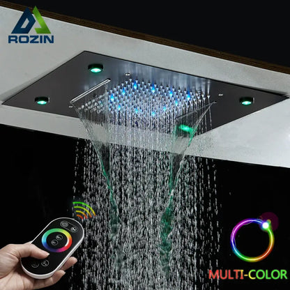 Modern led rainfall shower head – bathroom color changing rain shower
