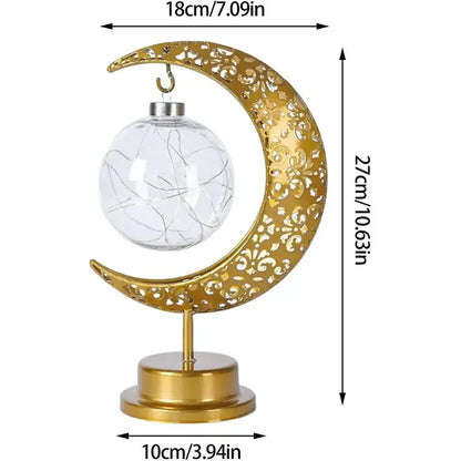 Golden filigree led ramadan moon table lamp bedroom decor