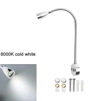 Modern black & silver led reading light bedroom gooseneck desk lamp