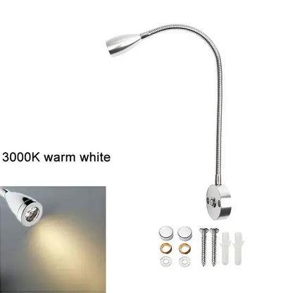 Modern black & silver led reading light bedroom gooseneck desk lamp